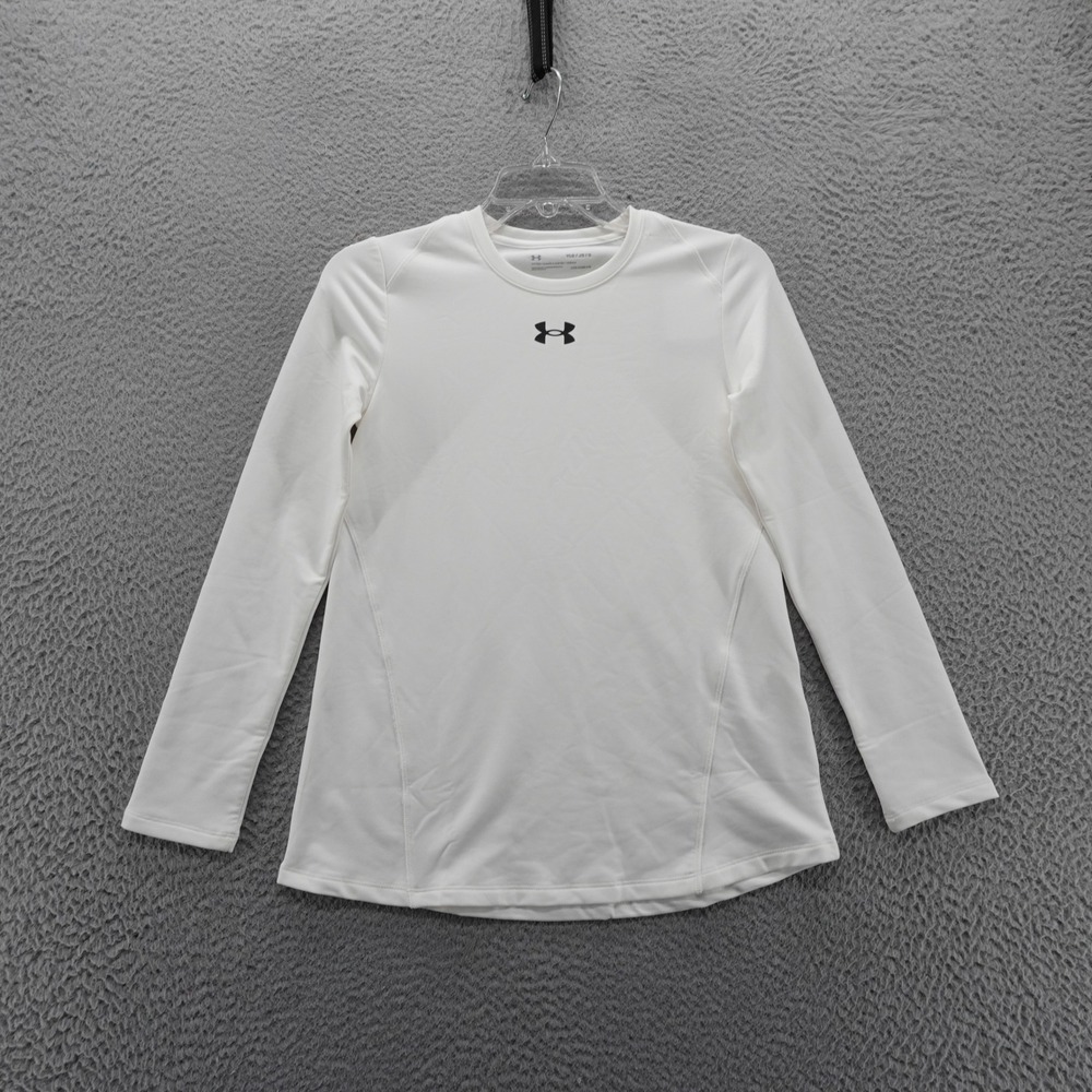 Under Armour Girls‎ ColdGear Fitted Long Sleeve Crew White Shirt Large NEW